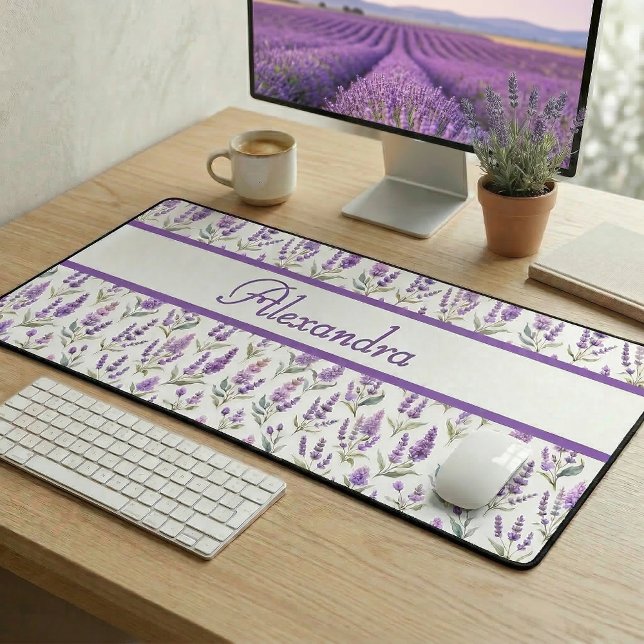 Purple Sage Green Lavender Custom Name Schreibtischunterlage (Von Creator hochgeladen)