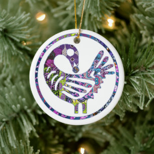 Purple Sankofa Bird Keramik Ornament