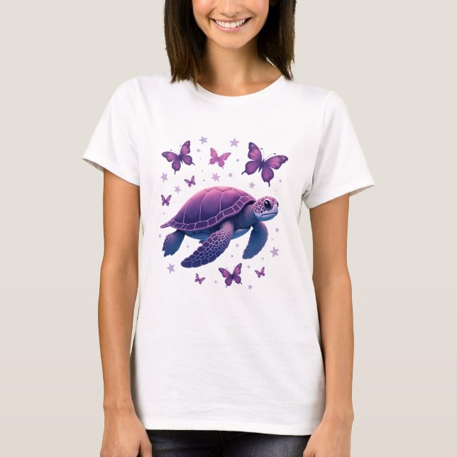 Purple - Sea Turtle Butterfly T-Shirt (Vorderseite)