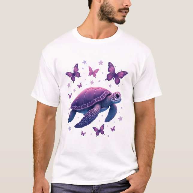 Purple - Sea Turtle Butterfly T-Shirt (Vorderseite)