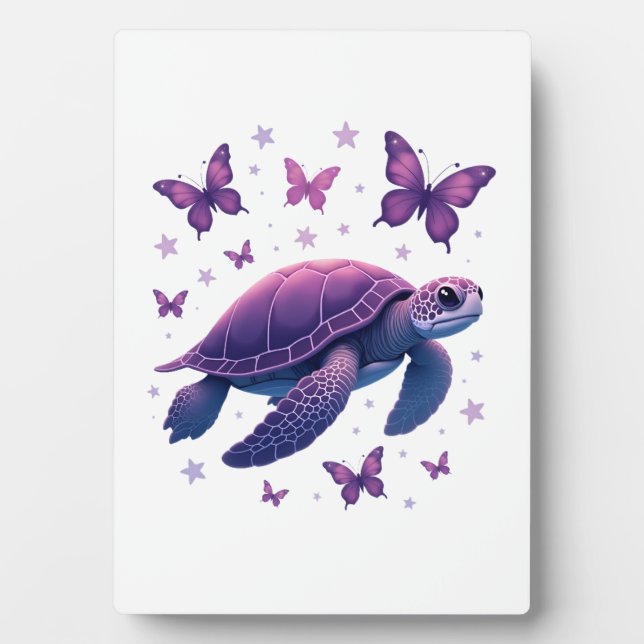 Purple - Sea Turtle Butterfly T-Shirt Fotoplatte (Vorderseite)