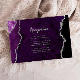 Purple Silver Agate Script Wedding Reception Begleitkarte