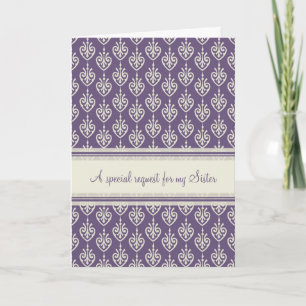 Purple Sister Matron of Honor Invitation Card Einladung