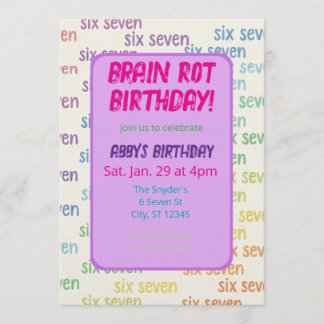 Purple Six Seven Brain Rot Birthday Einladung