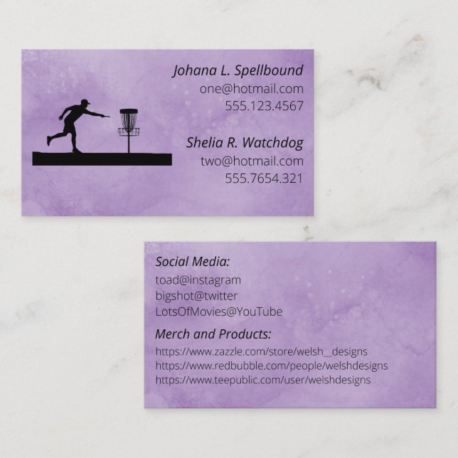 Purple Social calling card-Disc Golf Visitenkarte (Vorne/Hinten)