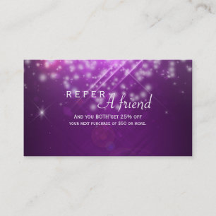 Purple Sparkle Lights Salon EMPFEHL EINE FREUNDIN  Empfehlungskarte