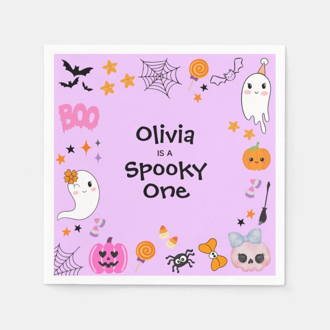 Purple Spooky One Cute Halloween 1st Birthday Serviette (Vorderseite)
