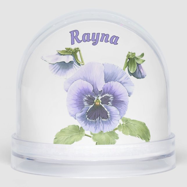 Purple Springtime Pansies Personalized Schneekugeln (Vorderseite)