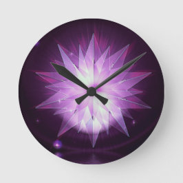 Purple Starburst Runde Wanduhr
