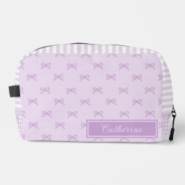 Purple Stripe Bow Pattern Coquette Cosmetic Waschbeutel