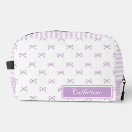 Purple Stripe Bow Pattern Coquette Cosmetic Waschbeutel