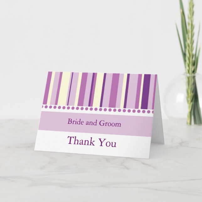 Purple Stripe Thank You Wedding Card Dankeskarte (Vorderseite)