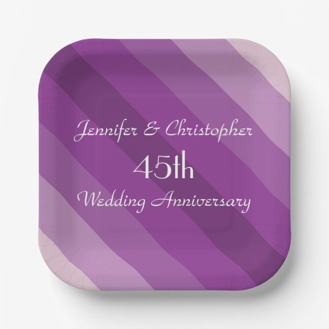 Purple Striped Plate, 45th Wedding Anniversary Pappteller (Vorderseite)