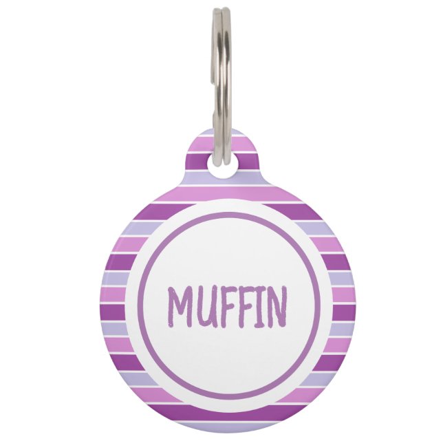 Purple Stripes Personalised Haustiermarke (Vorderseite)