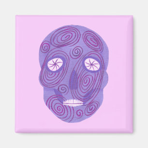 Purple Sugar Skull mit rosa Swirt Magnet