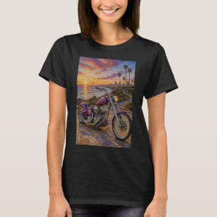 Purple Sunset Concept Chopper – 3D Mikro-Mosaik T-Shirt