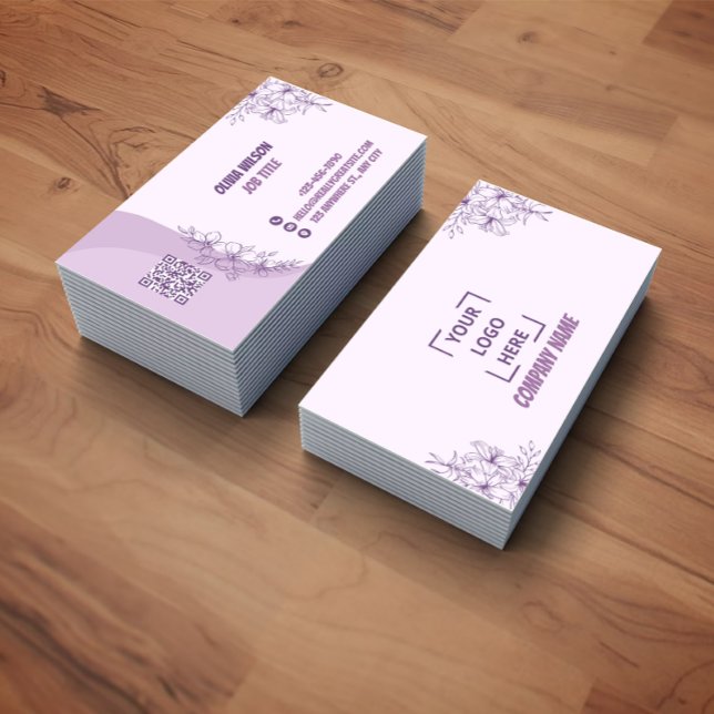 Purple Sweet Floral Professionnel Business card Visitenkarte (Von Creator hochgeladen)