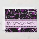 Purple Swirl 18th Birthday Party Einladung Cards<br><div class="desc">Einladungen for a girl's 18th birthday party with elegant purple and black swirly design,  stylish and pretty,  fully customizable with your party details.</div>