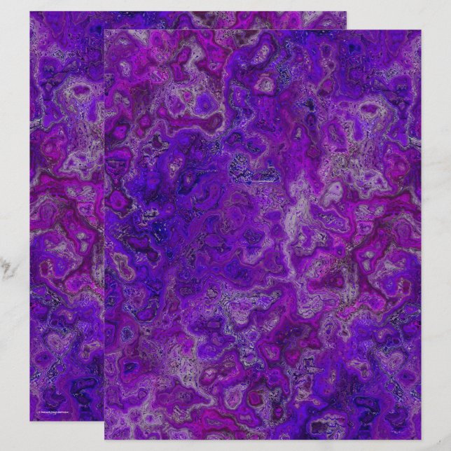 Purple Swirly Marble Scrapbook Paper 2-Sided Page (Vorne/Hinten)