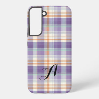 Purple Tartan Plaid Monogram Design Samsung Galaxy Hülle