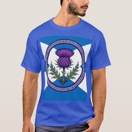 Purple Thistle and Saltire Framed by Celtic T-Shirt