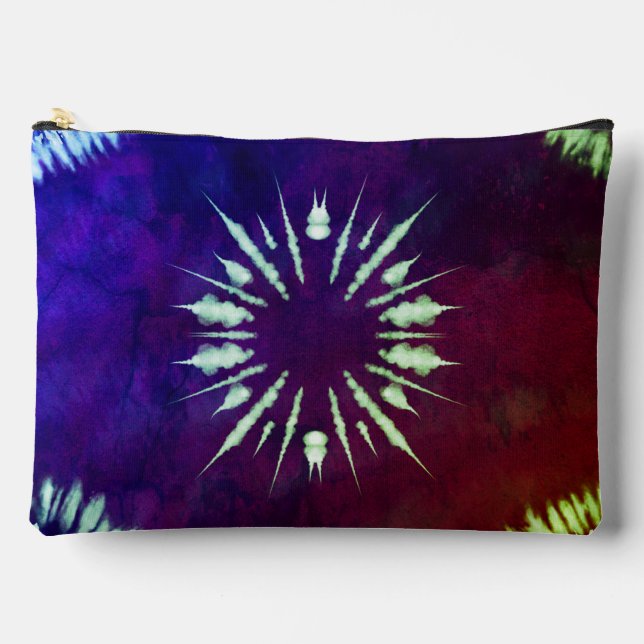 Purple Tie Dye Large Zubehörtasche (Vorderseite)