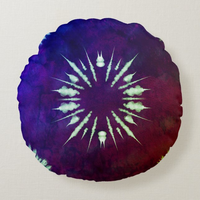 Purple Tie Dye Round Pillow Rundes Kissen (Vorderseite)