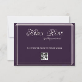 Purple Timeless Old Money Wedding RSVP Karte