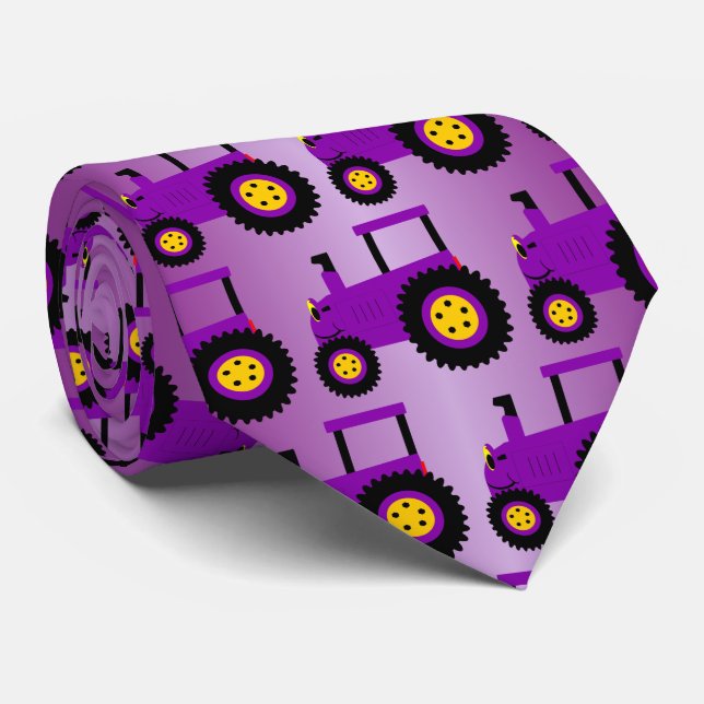 Purple Tractor Design Krawatte (Gerollt)