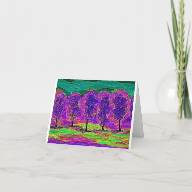 Purple Trees computer drawing card    Karte (Vorderseite)