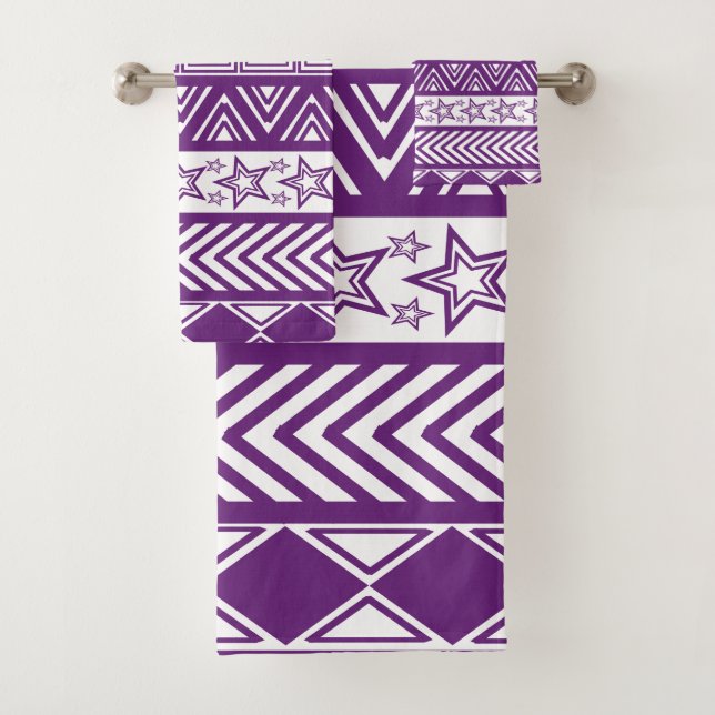 Purple Tribal Design Badhandtuch Set (Insitu)