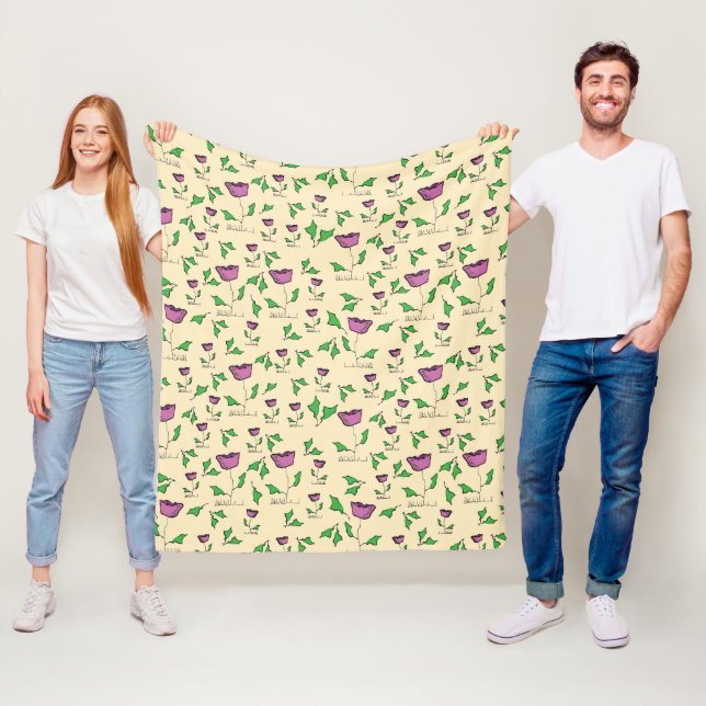 Purple tulips floral pattern fleecedecke (Beispiel)