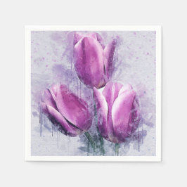 Purple Tulips Paper Napkins Serviette