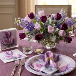 Purple Tulips Paper Plates Pappteller