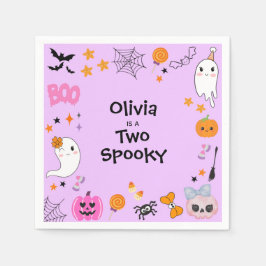 Purple Two Spooky Cute Halloween 2nd Birthday Serviette