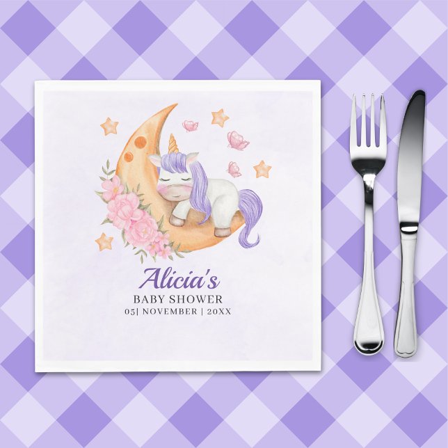 Purple Unicorn Baby Shower Girl Serviette (Von Creator hochgeladen)