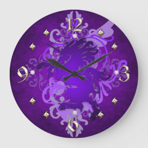 Purple Unicorn Fantasy Clock Große Wanduhr
