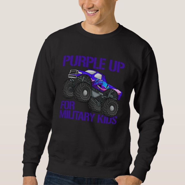 Purple Up For Military Kids Monster Truck Boys Pur Sweatshirt (Vorderseite)