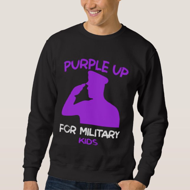 Purple Up In April Month Military Child MOMC Milit Sweatshirt (Vorderseite)