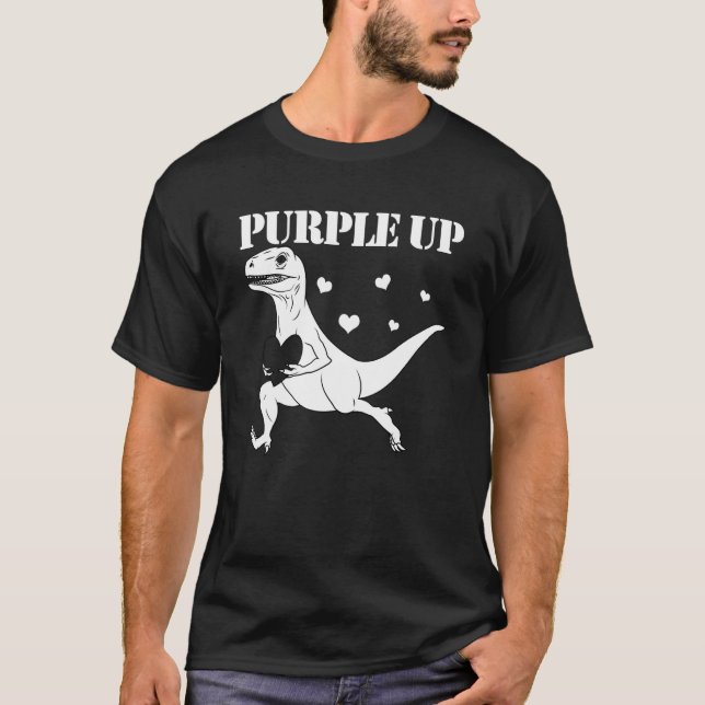 Purple Up Raptor Military Child Month Dinosaur Pur T-Shirt (Vorderseite)