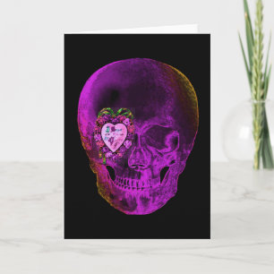 Purple Valentine Skull Feiertagskarte