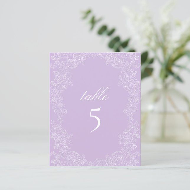 Purple Victorian Wedding Table Number Sign (Stehend Vorderseite)