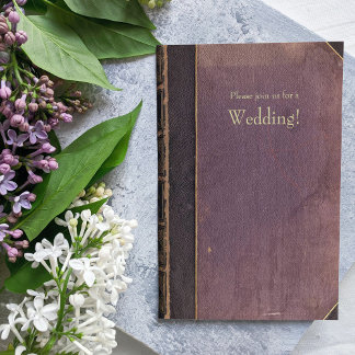 Purple Vintage Book Wedding Invitation Einladung