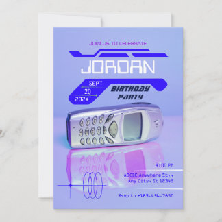 PURPLE VINTAGE TELEFON FUTURISTISCHER GEBURTSTAG EINLADUNG
