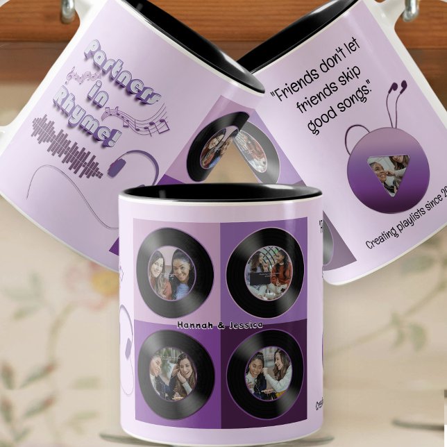 Purple Vinyl Record Best Friend Photo Custom Gift  Zweifarbige Tasse (Von Creator hochgeladen)