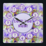 Purple Viola Watercolour Floral Acrylic Wall Clock Quadratische Wanduhr<br><div class="desc">Purple Viola Watercolour Floral Acrylic Wall Clock. A beautiful design form one of my original watercolours.</div>