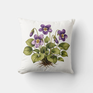 Purple Violet Vintage Style Botanical Kissen