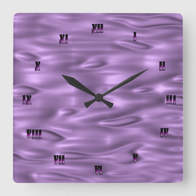 Purple Wall Clock Quadratische Wanduhr (Vorderseite)