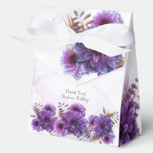 Purple Watercolor Chrysanthemum Birthday Geschenkschachtel (Vorderseite)
