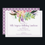 Purple Watercolor Floral 90 Einladung<br><div class="desc">This pink and purple watercolor floral einladung is perfect for your special celebration. This design feys a white background accented with a boho floral and succulculent with custom typography. Add your information to complete the look.</div>